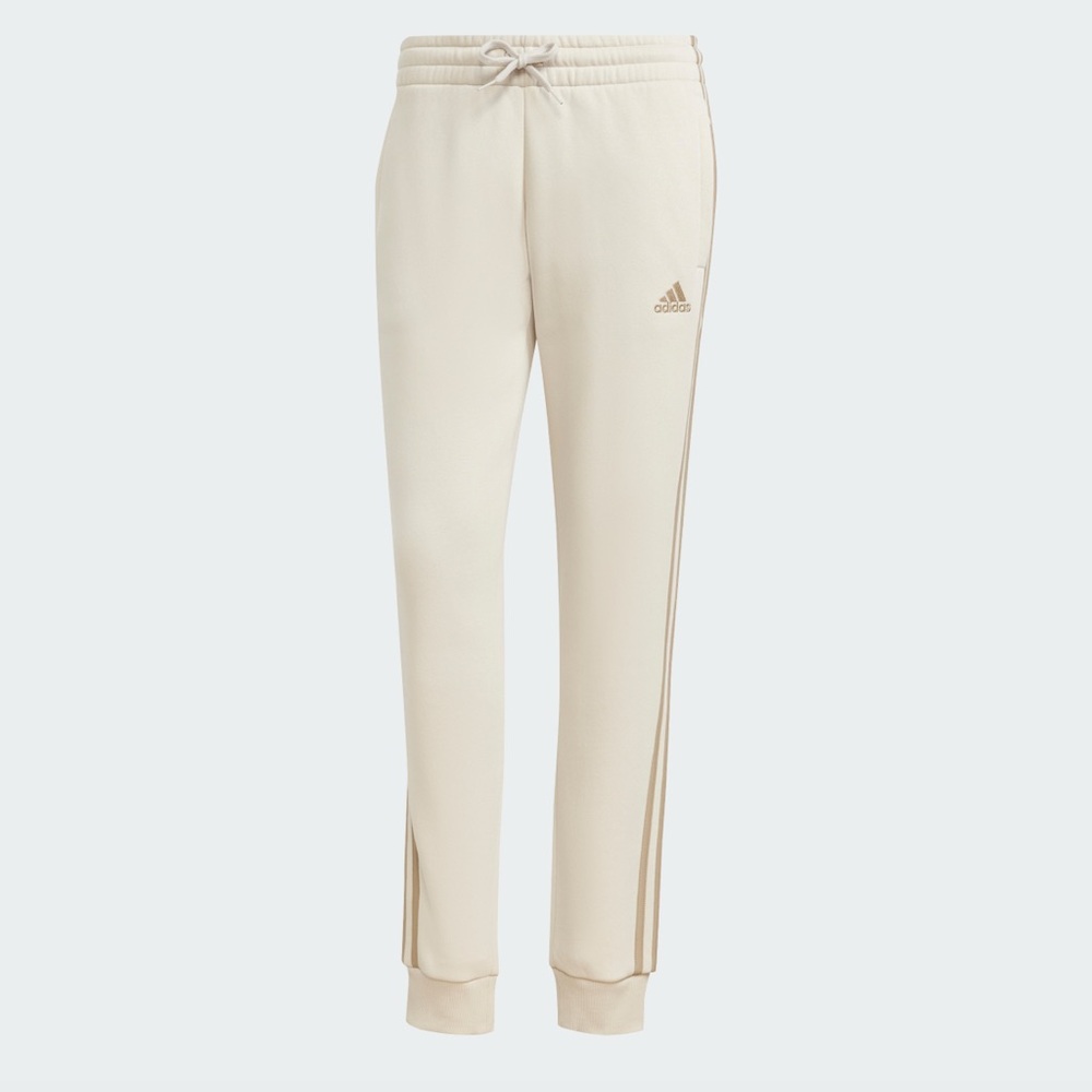 Adidas Cream Sweatpants with Elastic Cuffs and Drawstring Waistband